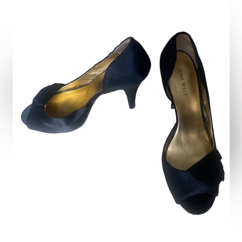 Navy/Dark Satin Peep Toe Heels Wedding/Prom